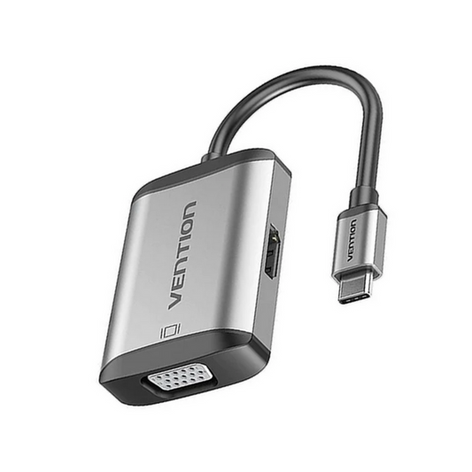VEN-TFAHB - Vention Type-C to HDMI/VGA/USB3.0/PD Converter 0.15M Gray Metal Type