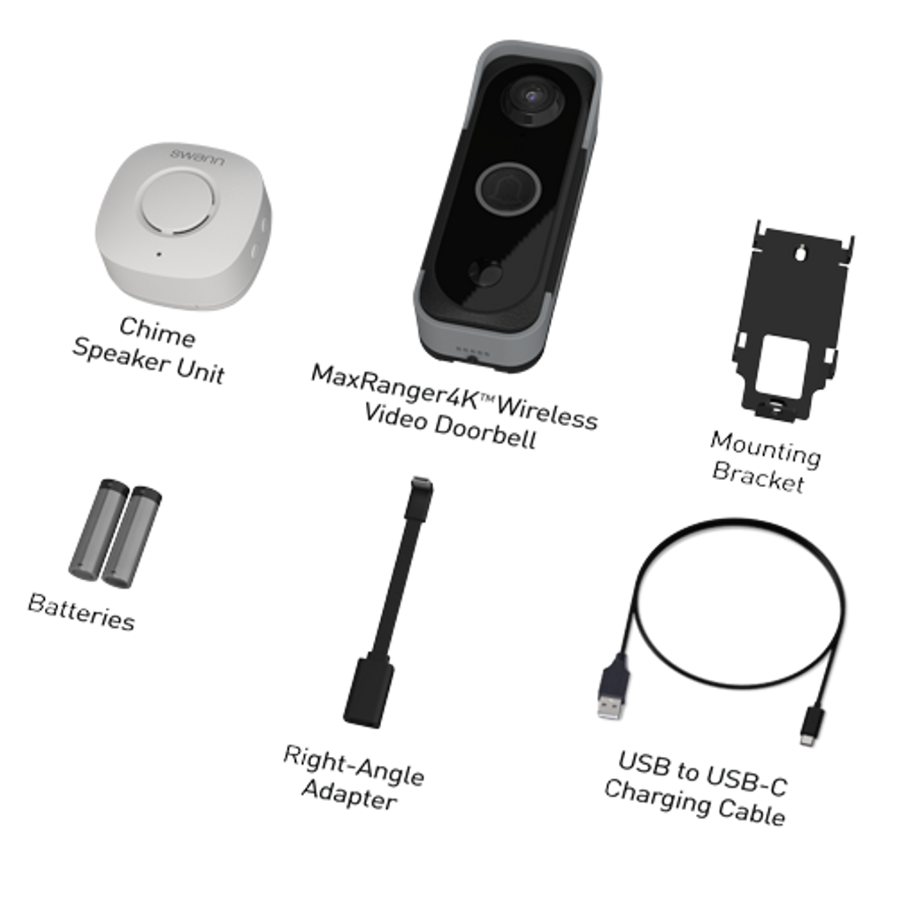 SWNVW-MR4KVDB-GL - Swann MaxRanger4K Long Range Wireless Add-On Video Doorbell - 1 Pack