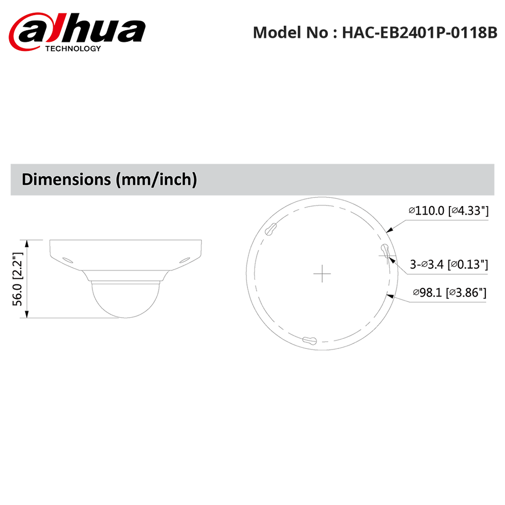 HAC-EB2401P-0118B - Dahua - 4MP HDCVI WDR Fisheye Camera