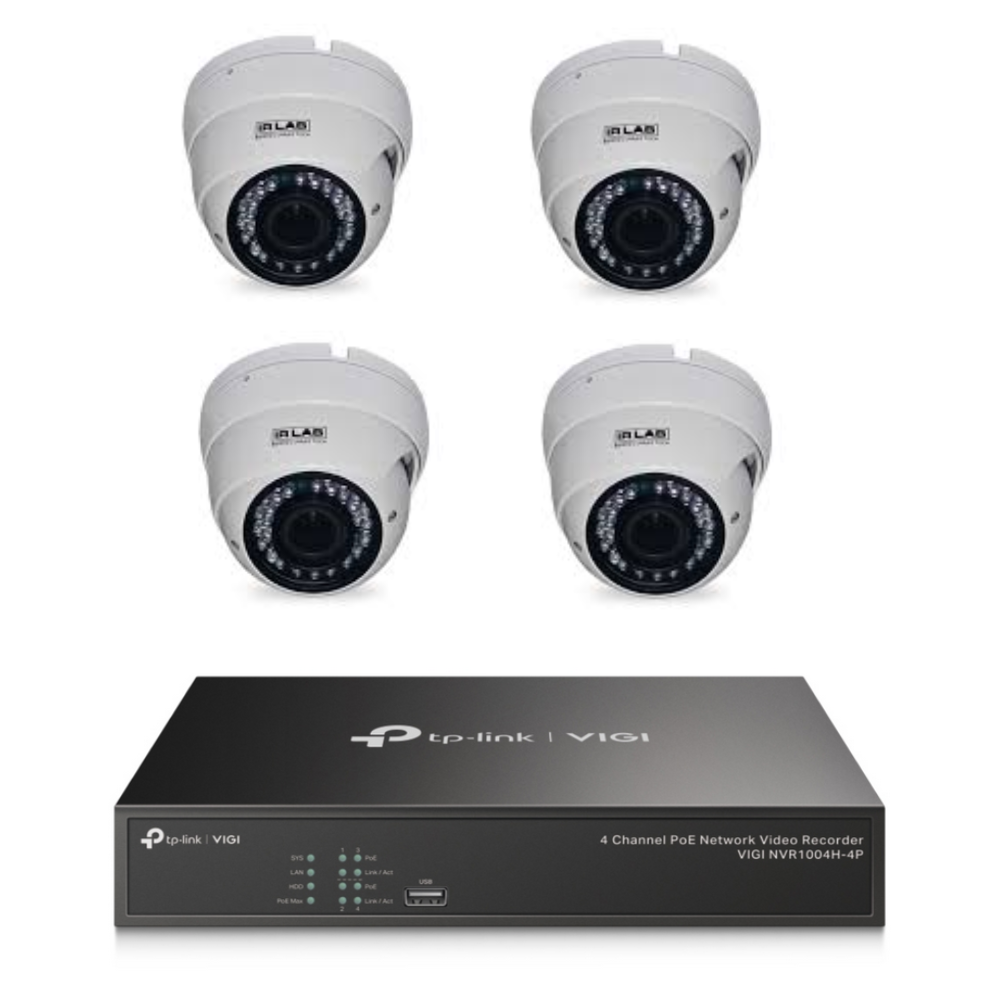TP-Link 4ch NVR + 4x IR Lab Turret Cameras (HDD not included)
