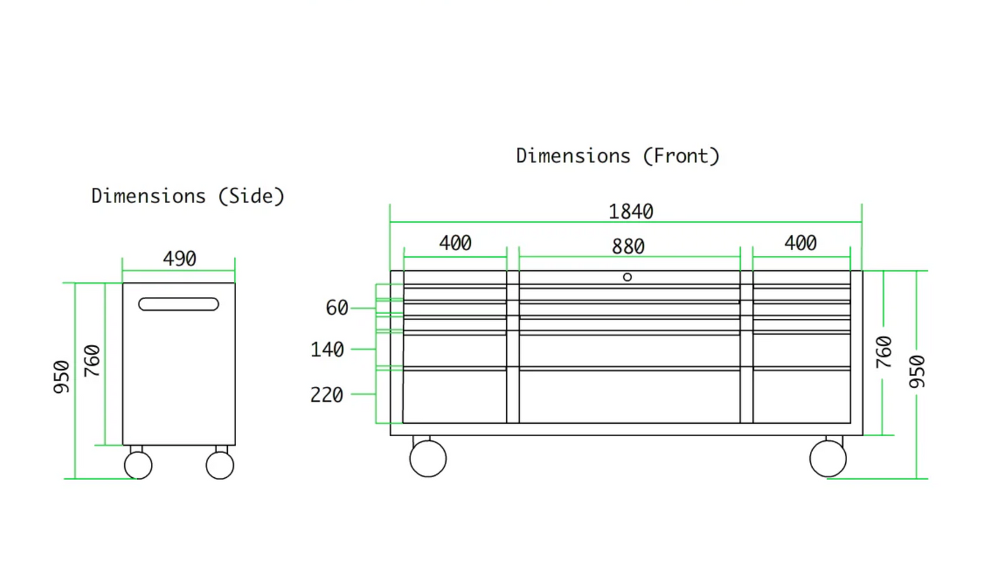 72 Inch 15 Drawers stainless Steel Tool Chest workbench