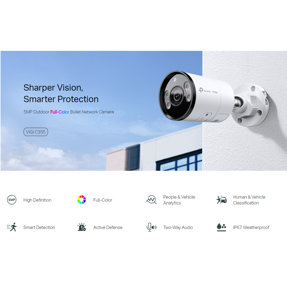 VIGI C355(2.8mm) - TP-Link VIGI 5MP Outdoor Full-Colour Bullet Network Camera