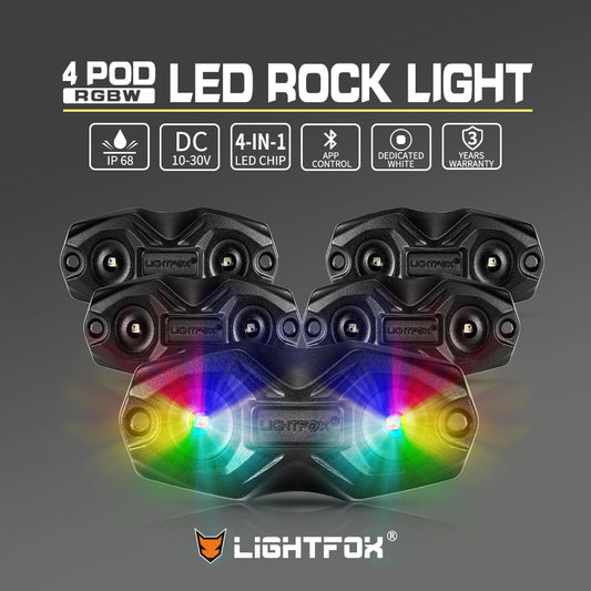LIGHTFOX RGBW LED Rock Lights - 4 Pack