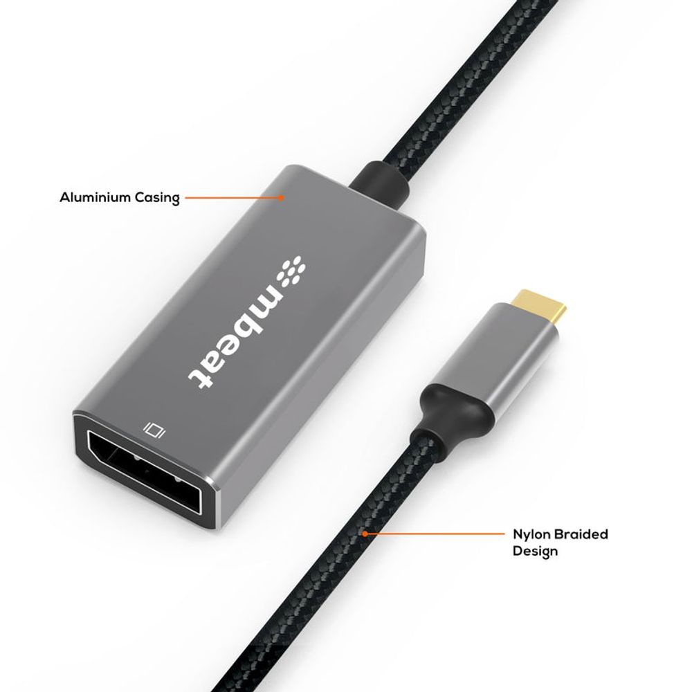 MB-XAD-CDP - mbeat Tough Link USB-C to DisplayPort Adapter - Space Grey