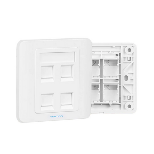 VEN-IFCW0 - Vention 4 Port keystone Jack Wall Plate White 86 Type