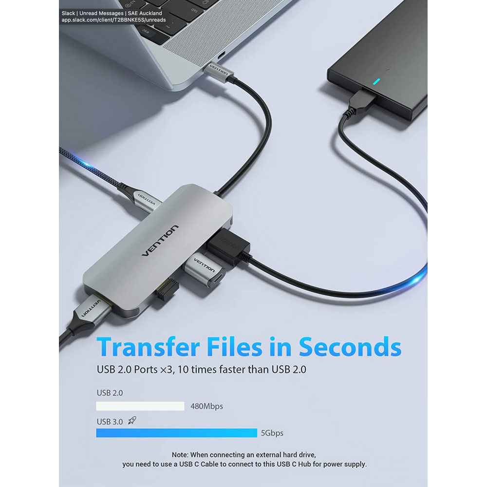 VEN-TOJHB - Vention USB-C to HDMI/USB 3.0x3/SD/TF/PD Docking Station , 0.15M Aluminium