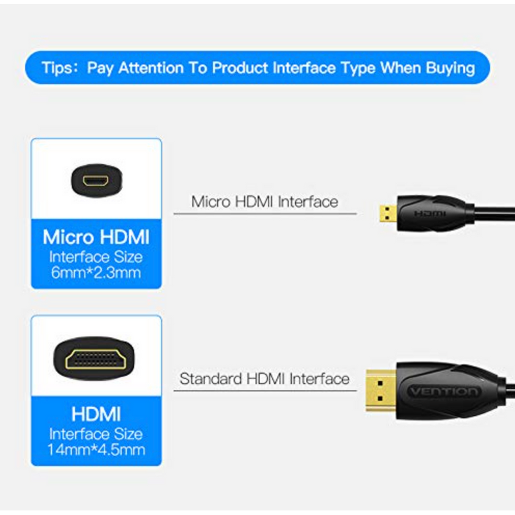 VEN-VAA-D03-B200 - Vention Micro HDMI Cable 2M Black
