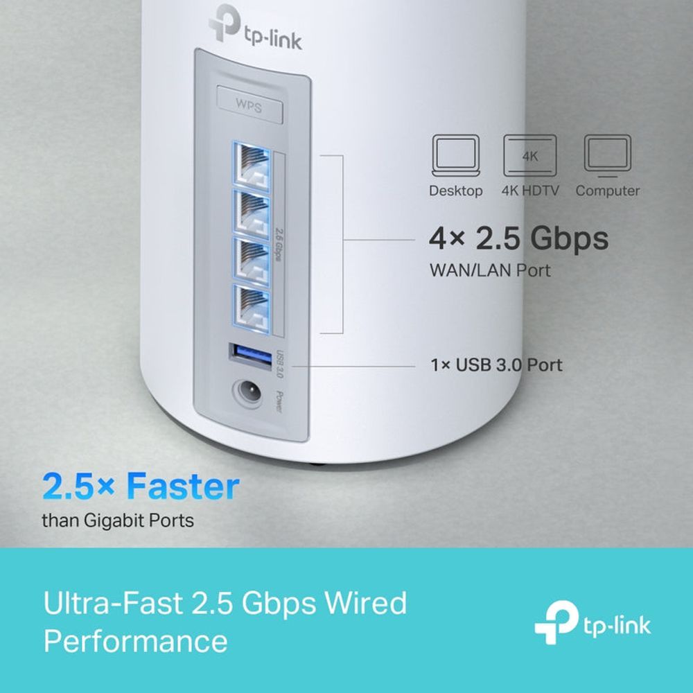 TL-DecoBE65-2P - TP-Link Deco BE65, BE1100, Wi-Fi 7 Whole-Home Mesh System - 2 Pack
