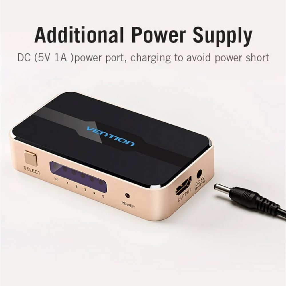 VEN-ACDG0 - Vention 5 In 1 Out HDMI Switcher Black