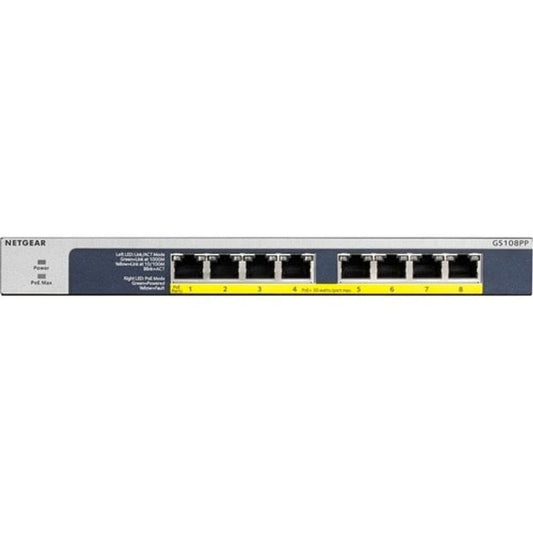Netgear GS108PP Ethernet Switch - 8 Ports - Gigabit Ethernet - 2 Layer