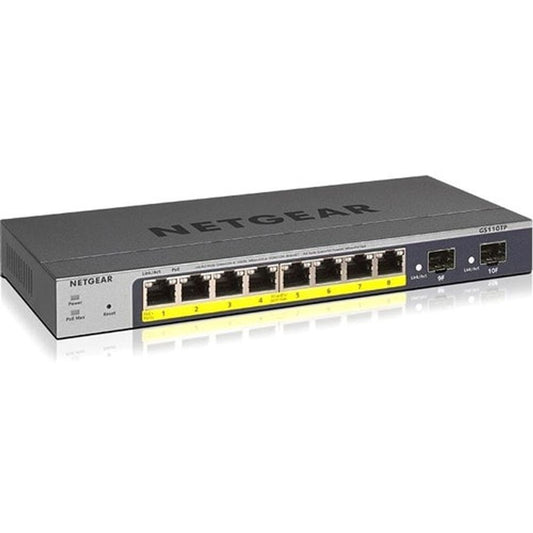 Netgear 8-port Gigabit PoE Smart Switch with 2 Gigabit Fiber SFP - 8 P