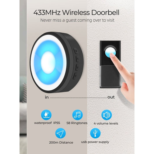 USB Powered Doorbell with Sound & Flashing Light
