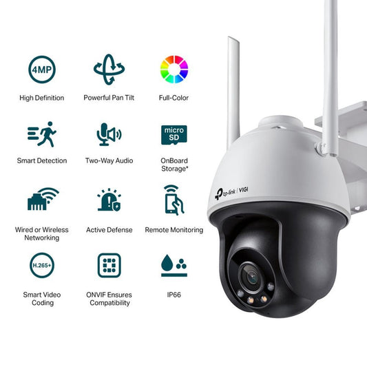 TL-VIGIC540-W(4MM) - TP-Link VIGI C540-W (4mm) 4MP Outdoor Full-Colour Wi-Fi Pan Tilt Network Camera