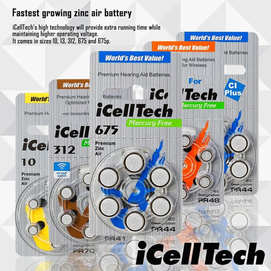 iCellTech Hearing Aid Batteries (Box of 60 Batteries)