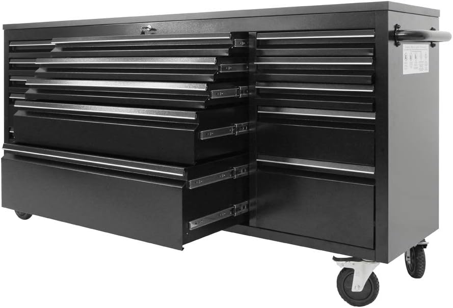 72 Inch 15 Drawers black Tool Chest workbench