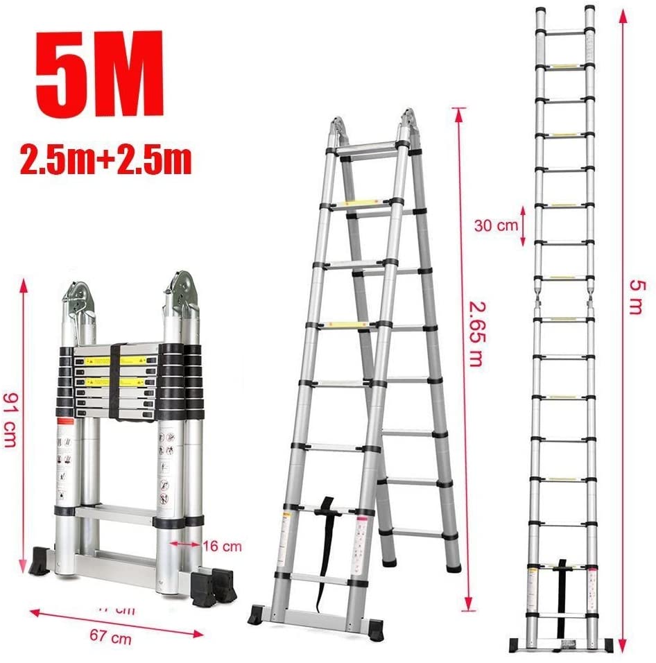 Ladder Telescopic Aluminum Extension 5m