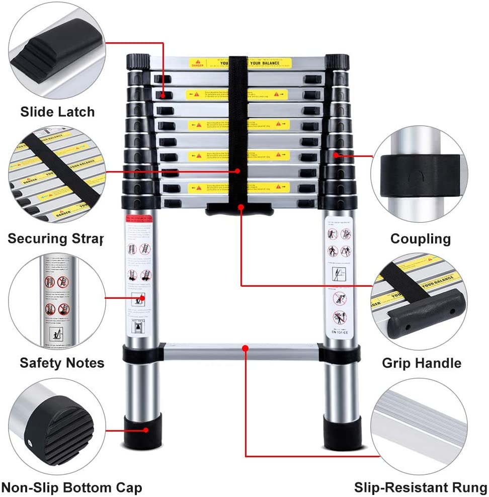 Ladder Telescopic Aluminium Extension Ladder 3.2m