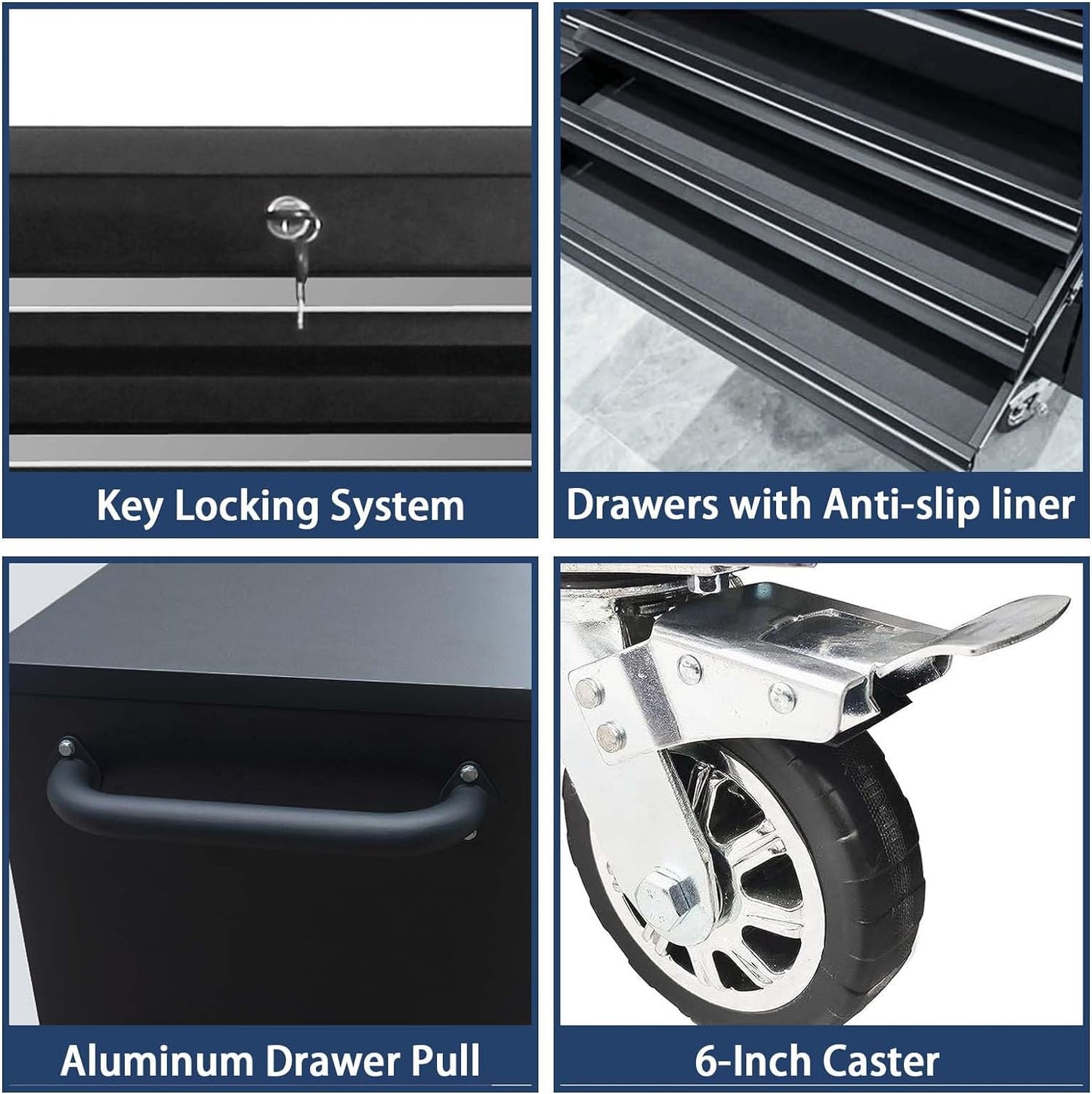 72 Inch 15 Drawers black Tool Chest workbench