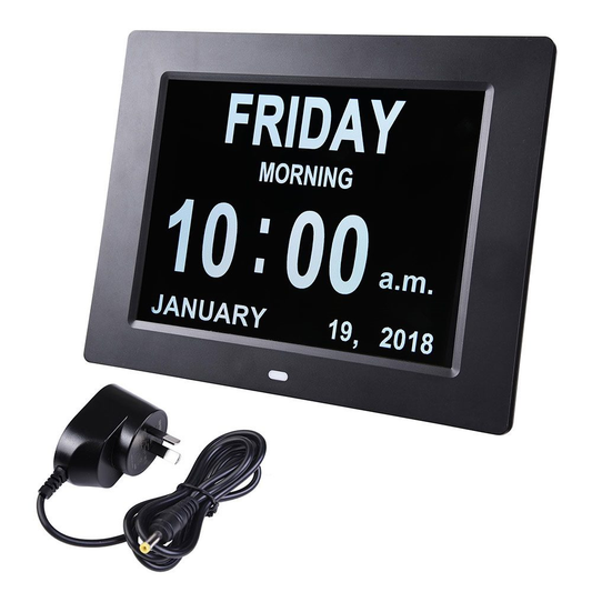 8" Digital Calendar Day Clock - for Dementia and Alzheimer’s Patients (Black)
