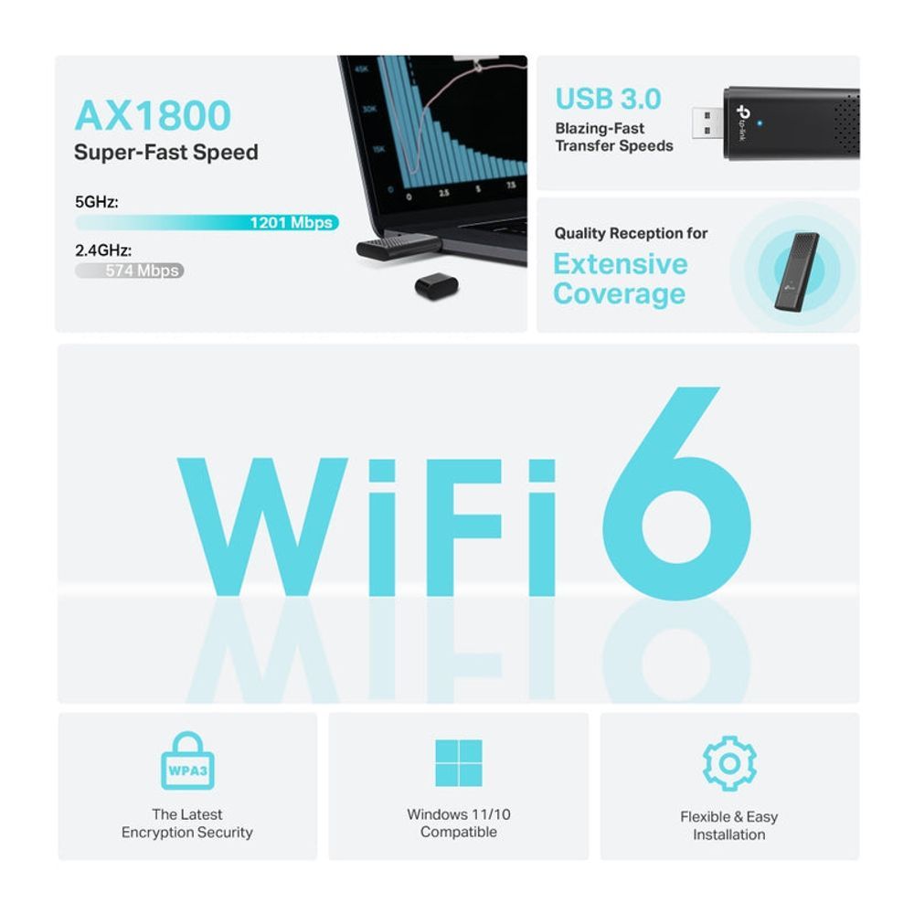 TL-ARCHERTX20U - TP-Link Archer TX20U AX1800 Dual Band Wi-Fi 6 Wireless USB Adapter