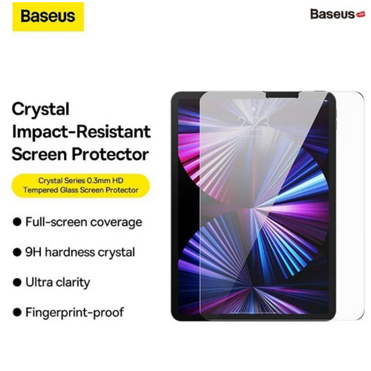 BAS34827 - Baseus Crystal Series HD Tempered Glass Screen Protector for iPad Pro 12.9-inch (2019/2020/2021/2022), Clear (Pack of 1, with dust-proof installation tool and cleaning kit) - The Security Outlet -  - 
