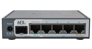 MikroTik hEX S 5 Port Gigabit Ethernet Router with a 2.5 Gbps SFP Port