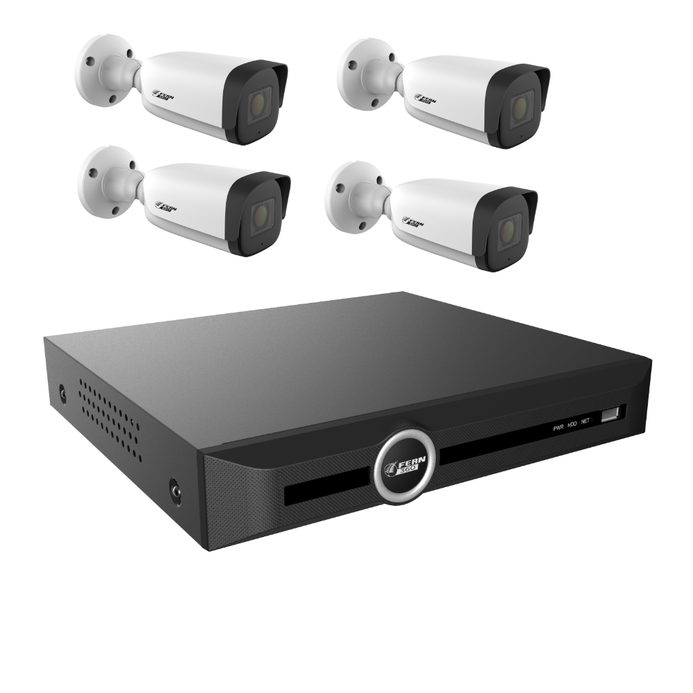 FERN360 4 Camera 5MP Motorised Bullet Kit - 20CH & WD Purple 2TB