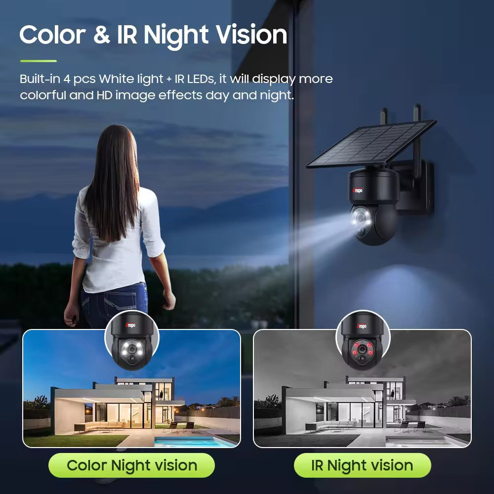 Anspo WIFI SOLAR security camera wireless free batteries and 64GB card Black