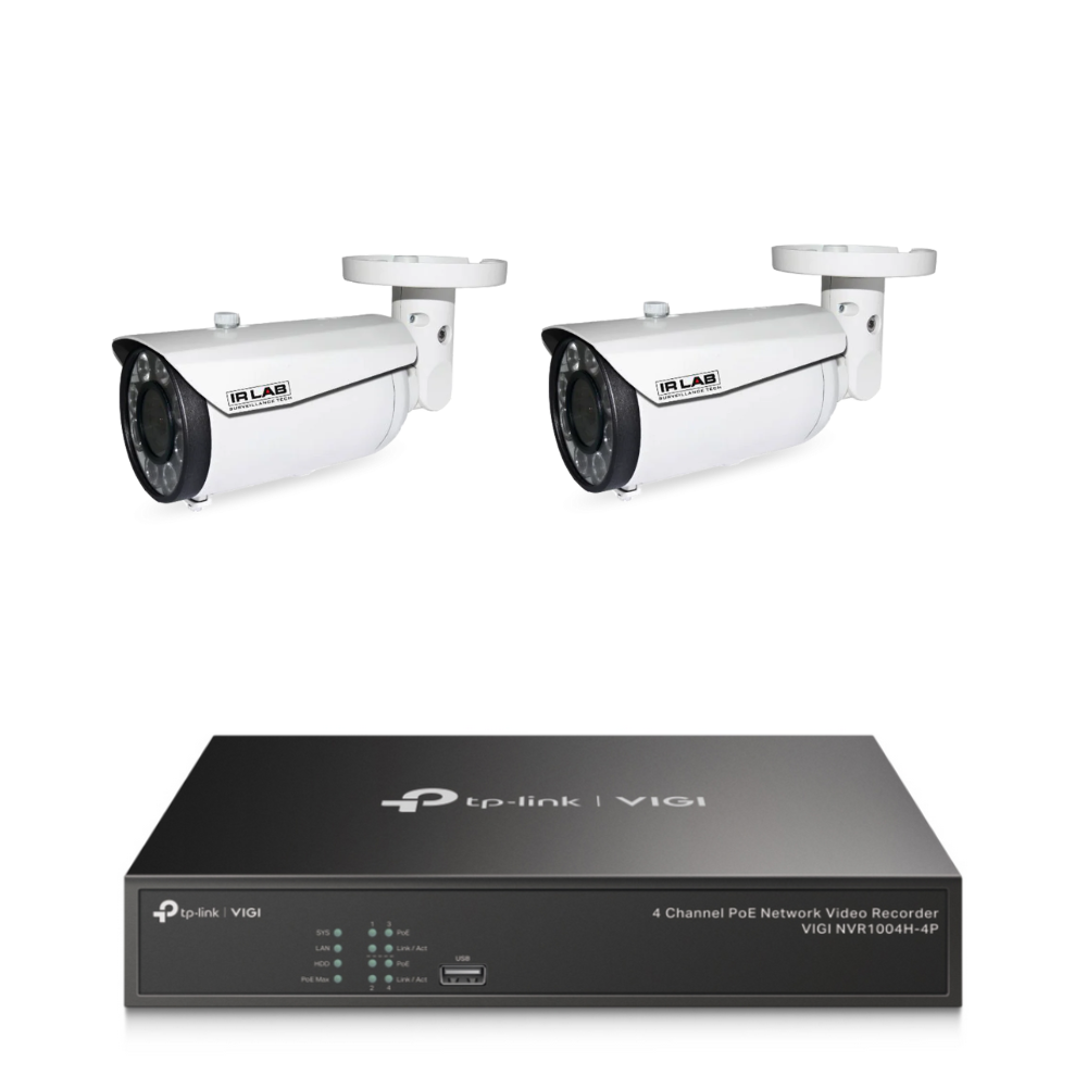 TP-Link 4ch NVR + 2x IR Lab Bullet Cameras (HDD not included)