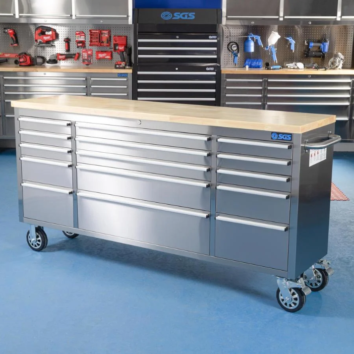 72 Inch 15 Drawers stainless Steel Tool Chest workbench
