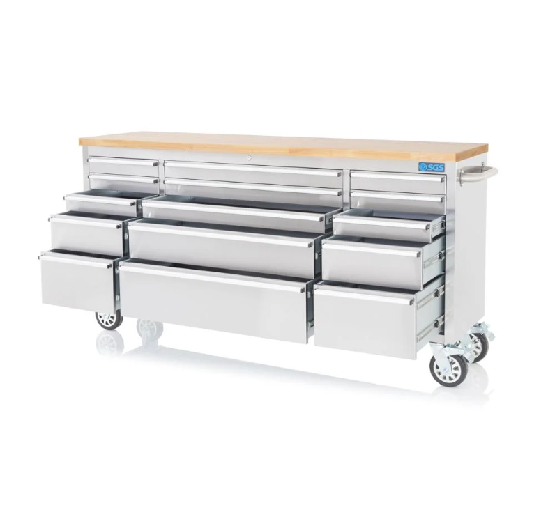 72 Inch 15 Drawers stainless Steel Tool Chest workbench