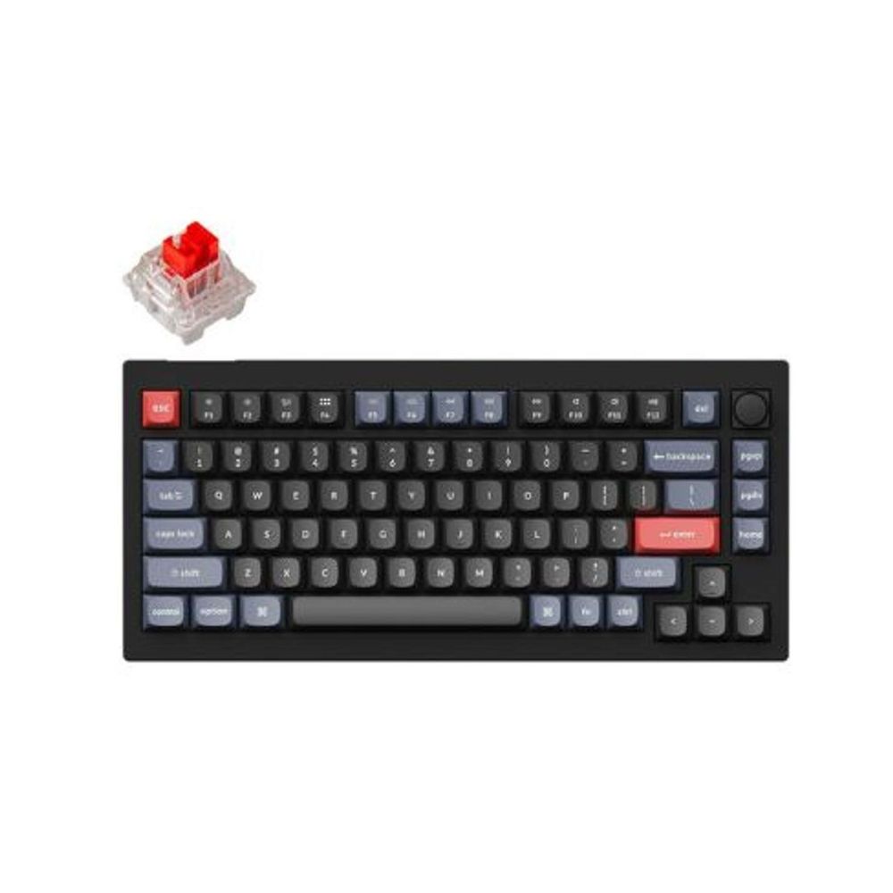 KEYC-V1-D1 - Keychron V1-D1 75% Layout 84 Key Carbon Black Red Switch ...
