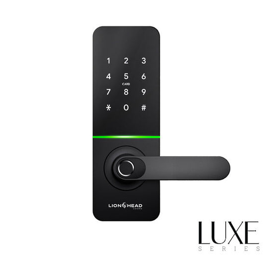 LHL-P2-B-REGENT - The REGENT LUXE Entrance Lock - Black Wifi BLE Fingerprint, TTLock, Pin, Prox, E-Key & Key override track key 60/70mm tubular latch (4 x AA Battery sold separately)