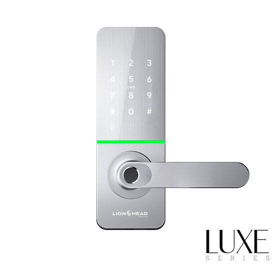 LHL-P2-S-REGENT - The REGENT LUXE Entrance Lock - Silver Wifi BLE Fingerprint, TTLock, Pin, Prox, E-Key & Key override track key 60/70mm tubular latch (4 x AA Battery sold separately)