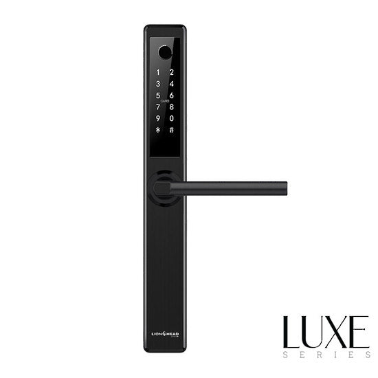 LHL-PSL-B-ERSKINE - The ERSKINE LUXE Narrow Entrance Lock - Black, Fingerprint, TTLock, Pin, Prox, E-Key & Key override track key 3585 Mortice (4 x AA Battery sold separately)