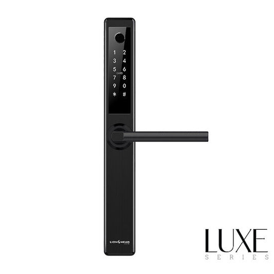 LHL-PSL-B-ERSKINE - The ERSKINE LUXE Narrow Entrance Lock - Black, Fingerprint, TTLock, Pin, Prox, E-Key & Key override track key 3585 Mortice (4 x AA Battery sold separately)
