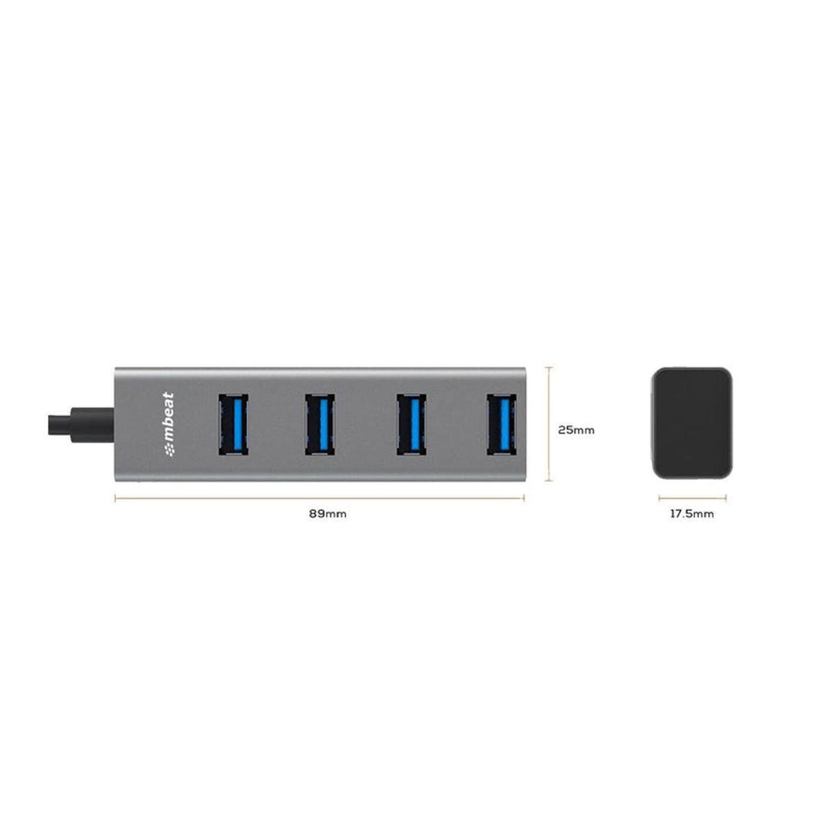 MB-CU3H-4G - mbeat 4-Port USB3.0 Hub with USB-C Converter - Space Grey ...