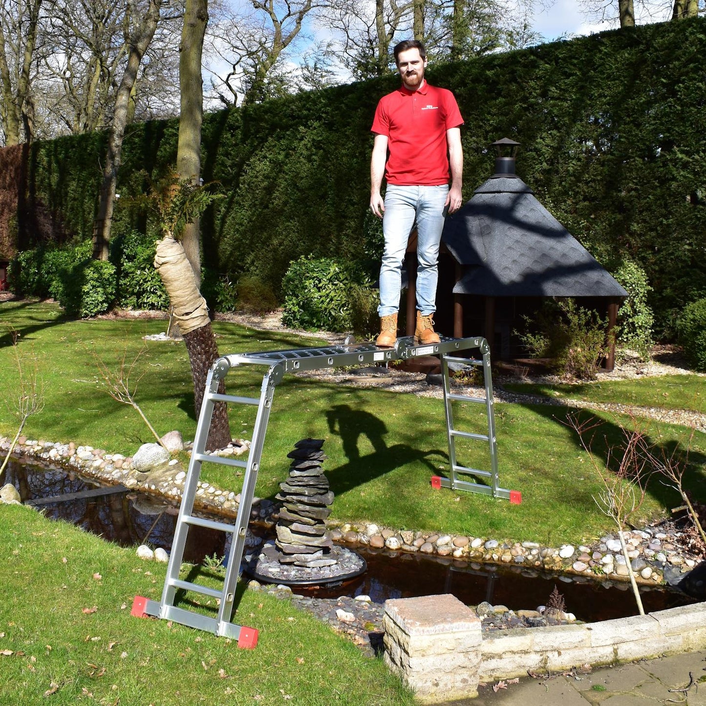 Ladder Multi Purpose 4.7m with two platforms folding ladder