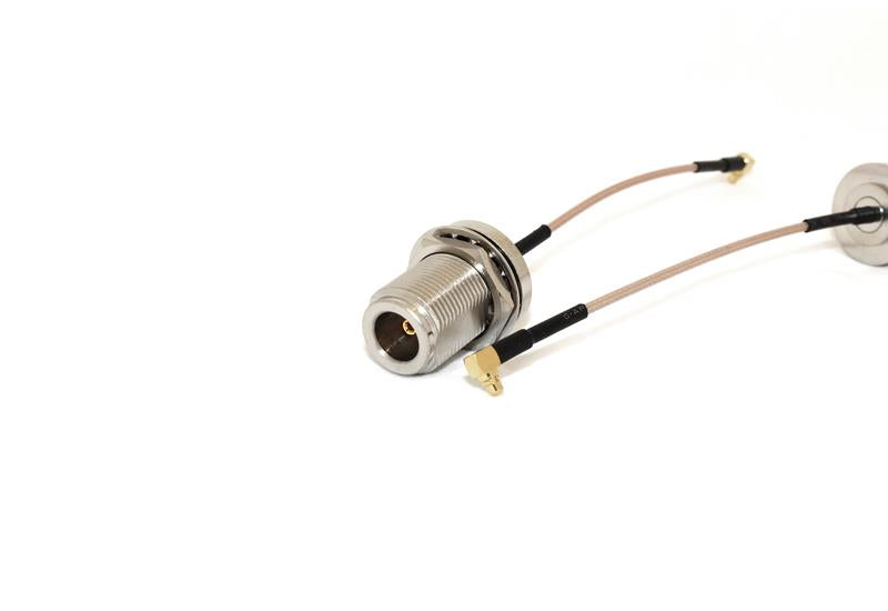 RF Elements N-Female Bulkhead to MMCX Male RA 100mm 50 Ohm Coax Pigtail