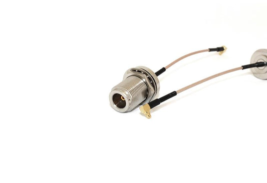 RF Elements N-Female Bulkhead to MMCX Male RA 100mm 50 Ohm Coax Pigtail