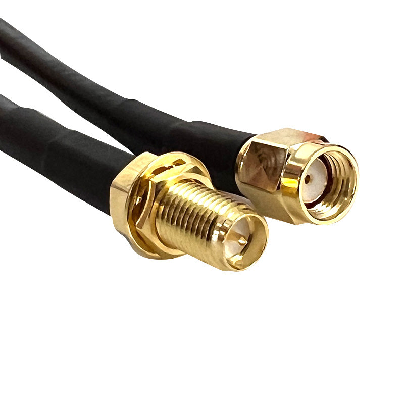 RP-SMA Male to RP-SMA Female Bulkhead 100cm 50 Ohm Coax Pigtail