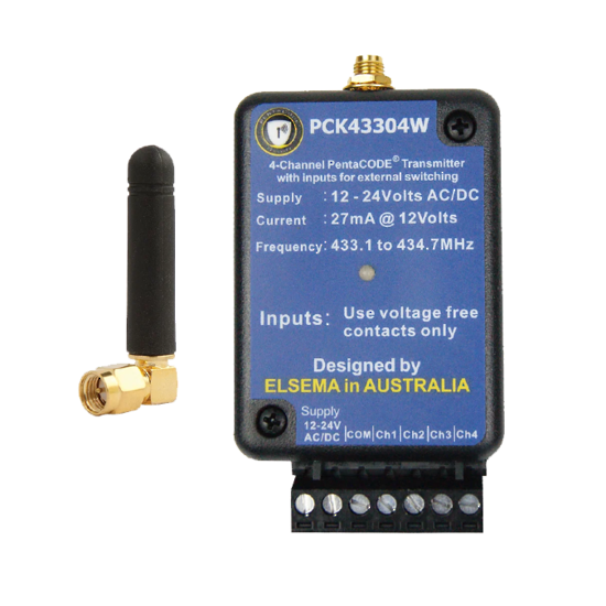 PCK43304W - 4 Channel PentaCode high power transmitter with external inputs.