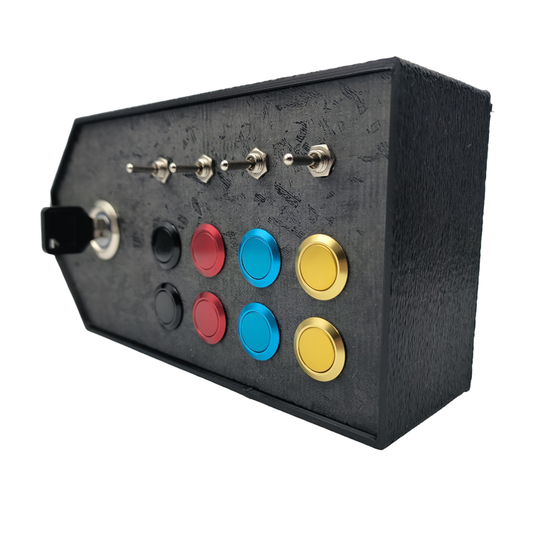 RaceCraftsNZ RC05 Button Box, 8x Buttons, 4 Switches, Realistic Key Switch Black