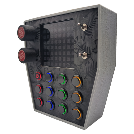 RaceCraftsNZ RC06 Button Box, 12x LED Buttons, Dual Rotary Encoders, LED Flag Box Grey