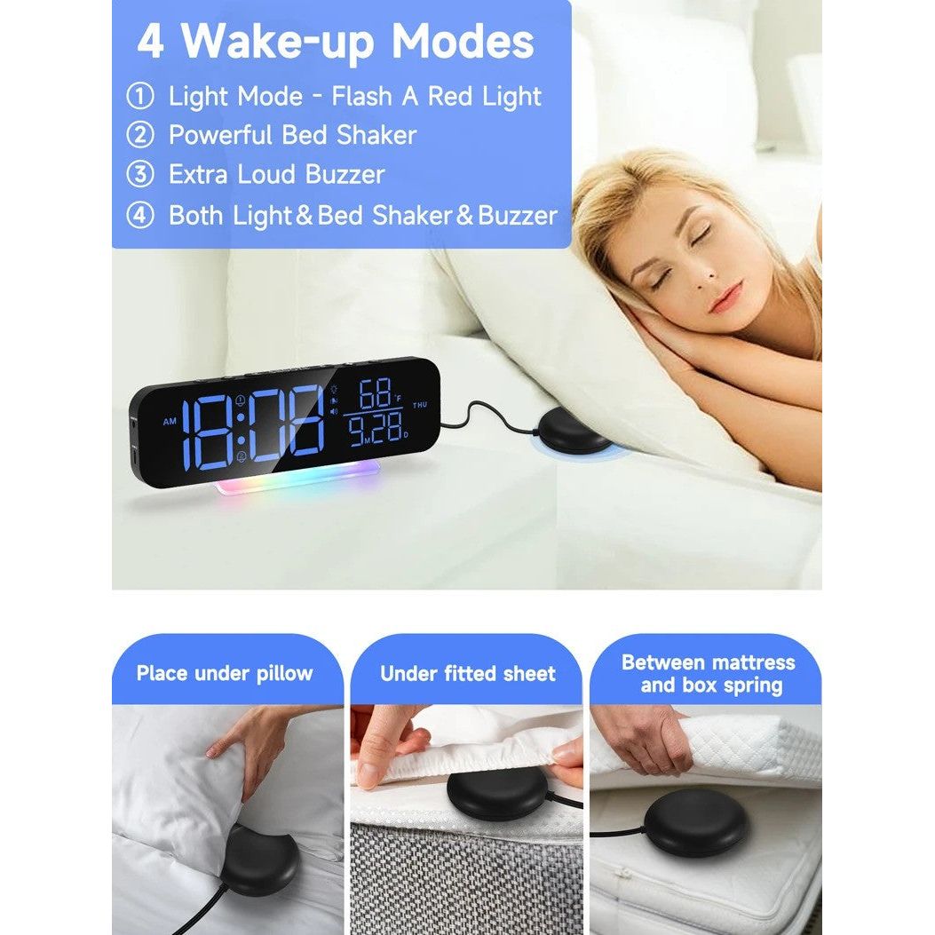 RGB Display Vibrating Travel Alarm Clock