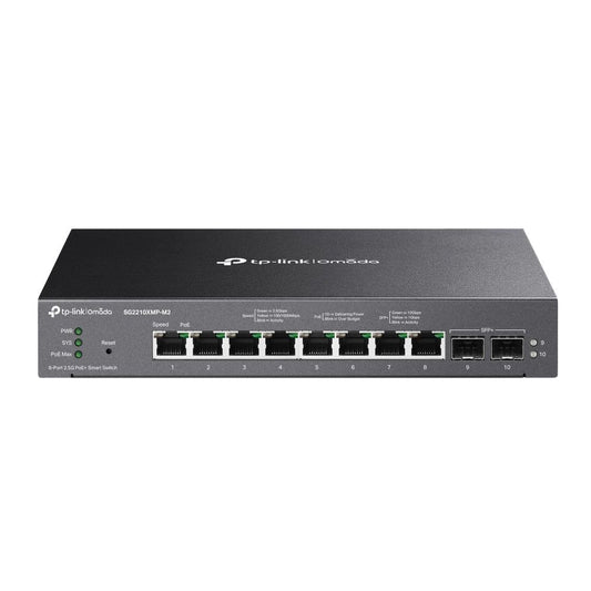TL-SG2210XMP-M2 - TP LINK Omada 8-Port 2.5GBASE-T and 2-Port 10GE SFP+ Smart Switch with 8-Port PoE+