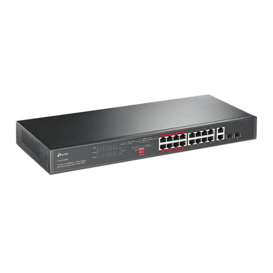 TL-SL1218MP - TP-Link 16-Port 10/100 Mbps + 2-Port Gigabit Rackmount Switch with 16-Port PoE+