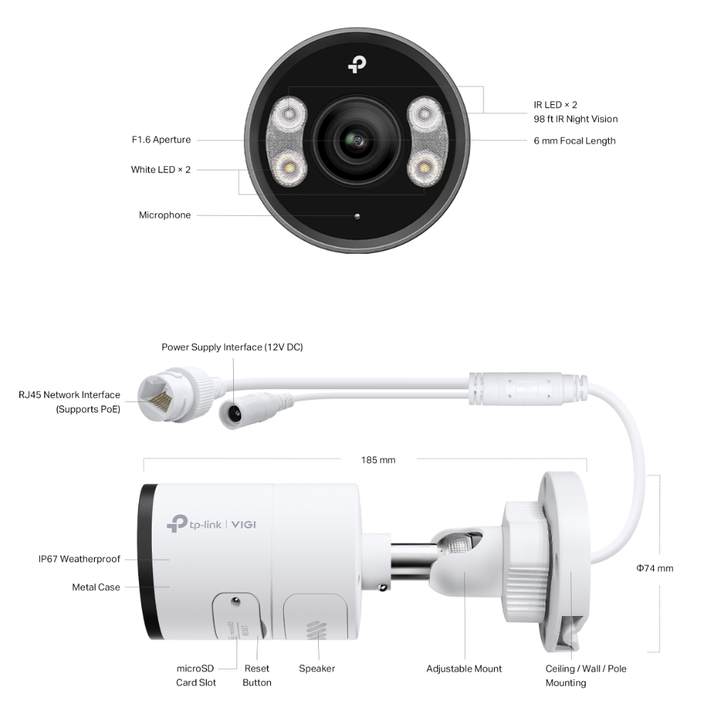 VIGI C355(2.8mm) - TP-Link VIGI 5MP Outdoor Full-Colour Bullet Network Camera