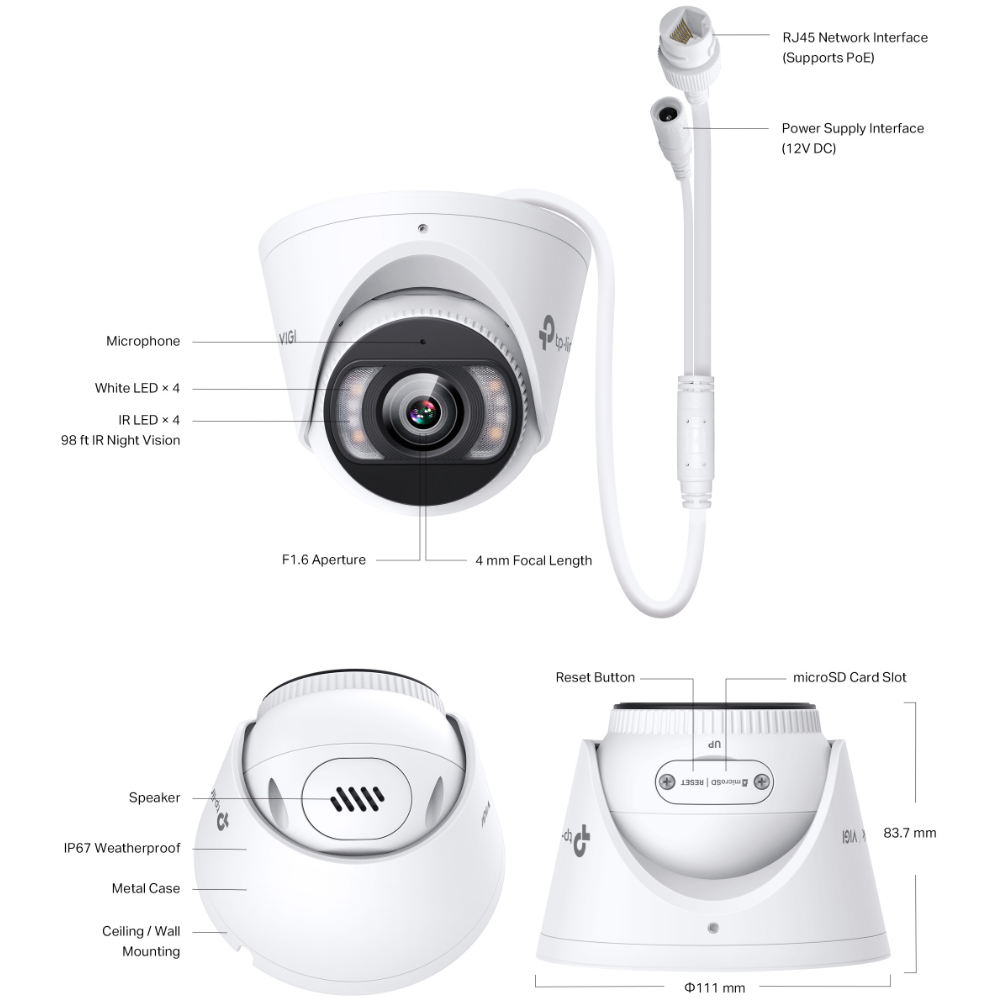 VIGI C445(4mm) - TP-Link VIGI 4MP Full-Colour Turret Network Camera