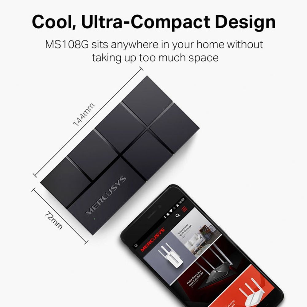 MER-MS108G - Mercusys 8-Port 10/100/1000Mbps Desktop Switch